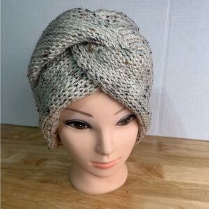 Handmade Ivory Tweed Knitted Earwarmer